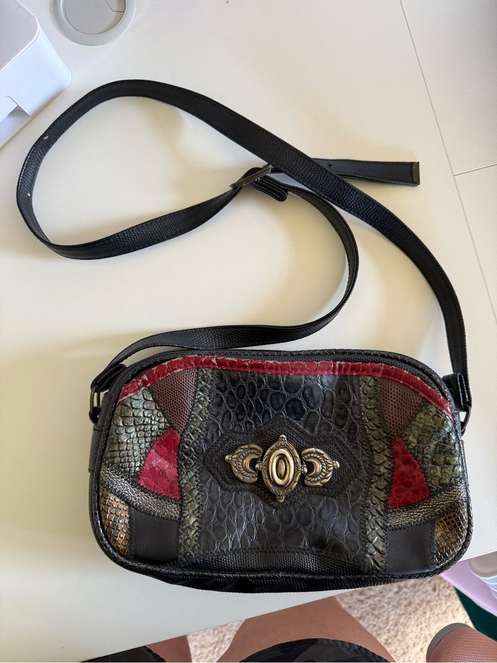 Vintage Patchwork Faux Leather Crossbody Purse
